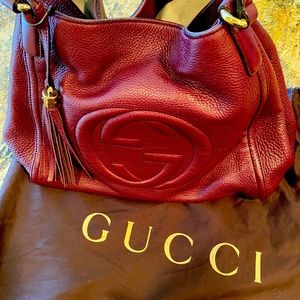 Gucci Soho Tote in Burgundy Pebbled Leather
